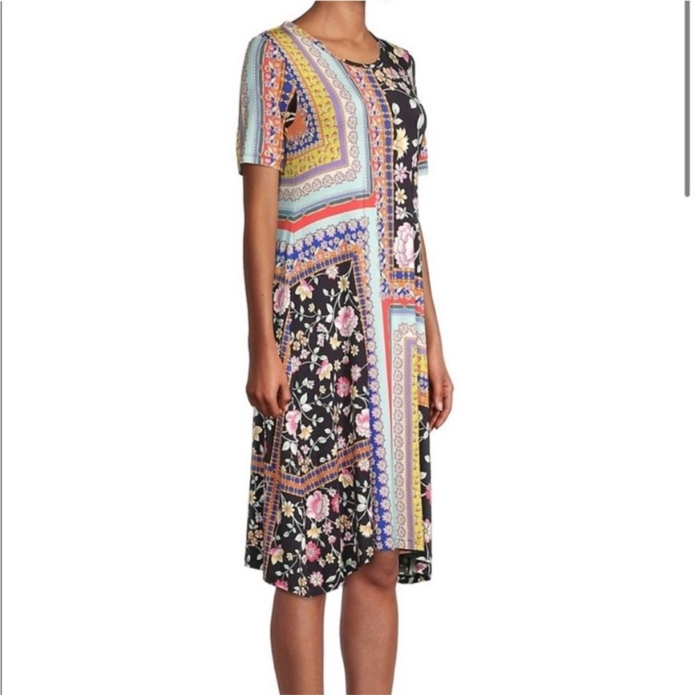 🕒 NWOT | Johnny Was | Lookout Floral Swing Dress | Mixed Print Boho | Multi | M